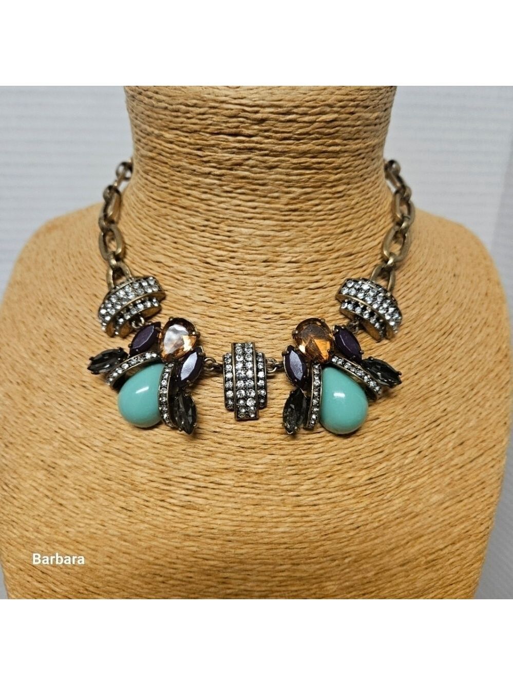 Teal and Crystal Honeybee Collar Necklace